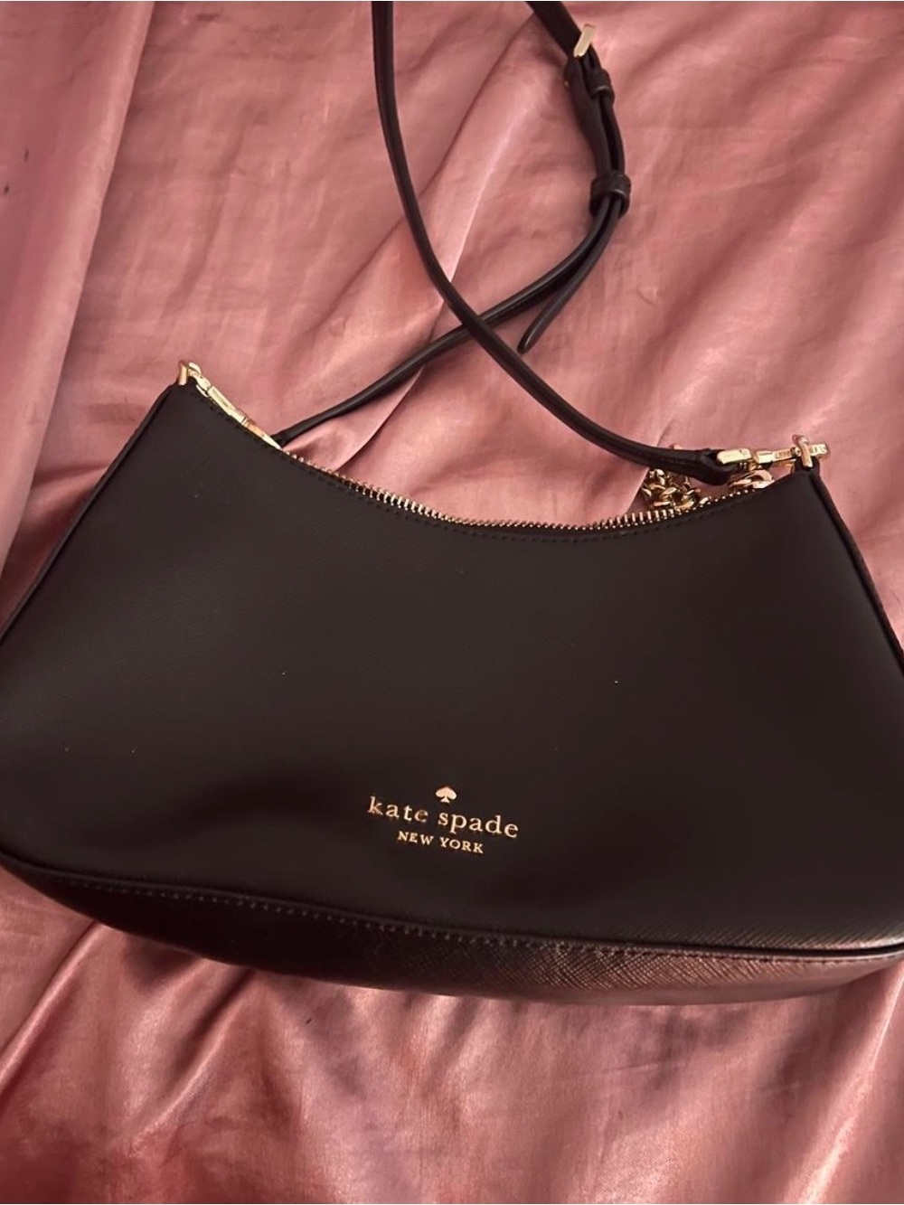kate spade Black Leather Crossbody with Gold Hardware